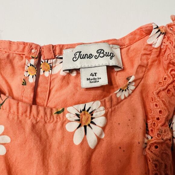 June Bug 4T Girls Dress, Orange Floral - Picture 3 of 4